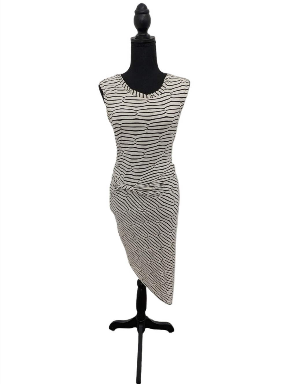 Max Studio Bodycon Sleeveless Striped Asymmetric Dress